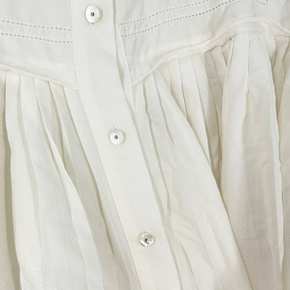 Veronica Beard Stila Pleated Button Front Blouse - Picture 4 of 10